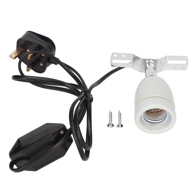 Douille de lampe chauffante rotative en céramique pour reptiles E27 400 W avec interrupteur white