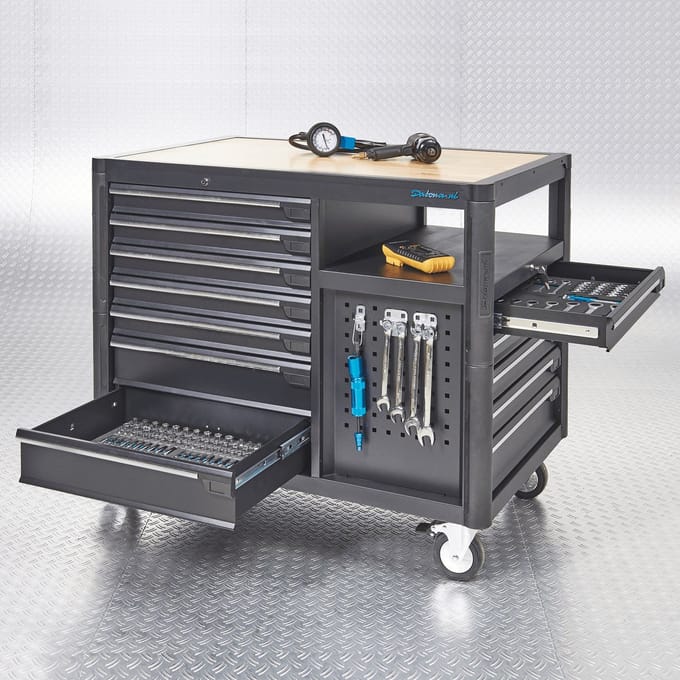 Datona® Mobiele werkplaats tech-line 125 cm - Zwart