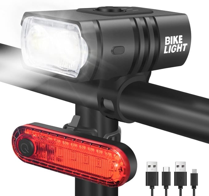 Oplaadbare fietsverlichtingsset met USB voor voor- en achterlicht