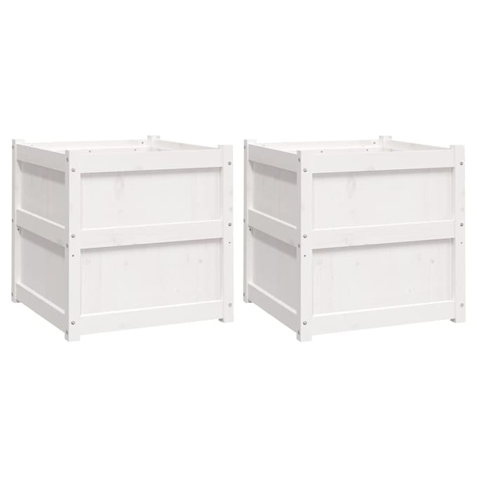 vidaXL - Plantenbakken - 2 - st - cm - massief - grenenhout - wit