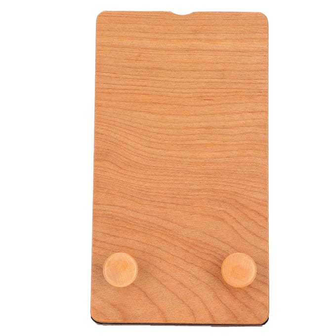 Support de téléphone portable en bois massif Support pliable multifonctionnel pour Ipad Téléphone Tablette Bois clair Texture bois beige