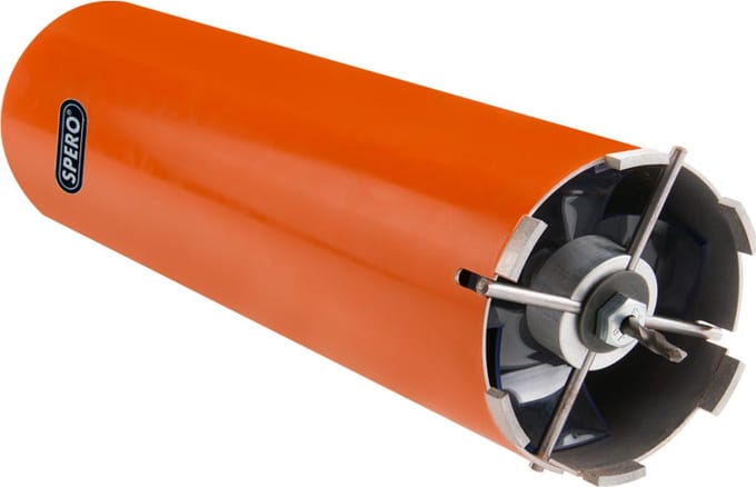 142mm Diamant Droogboor - M16 - 400mm lang - Stofafzuiging & Centreersleuven - SPERO