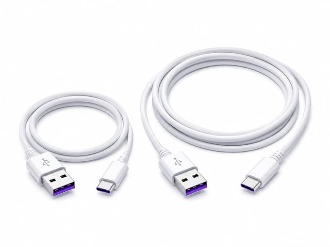 Vastiq Power® USB-A naar USB-C Kabelset 1m + 2m – 2 Stuks – 60W Snellaadkabels – Laad- en Datakabels – Wit