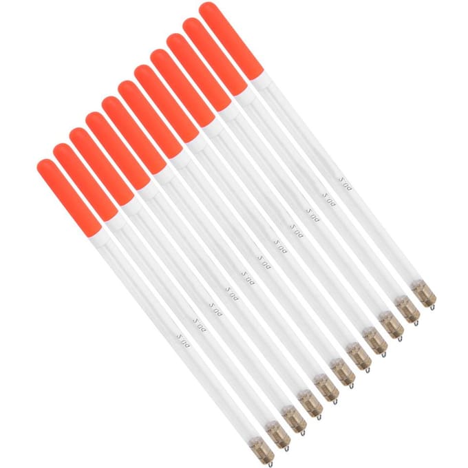 10 pièces Flotteurs de pêche durables en plastique Bobbers Tubes Bâtonnets Kit d'accessoires pour appâts d'alimentation de poisson multi-usages 2.0 Clear white