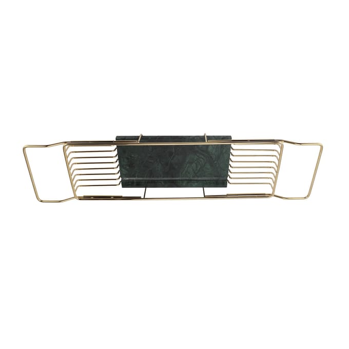 Metalen Marmeren Badrek Antislip Ruimtebesparend Multifunctioneel Uitschuifbaar Badblad Huis black