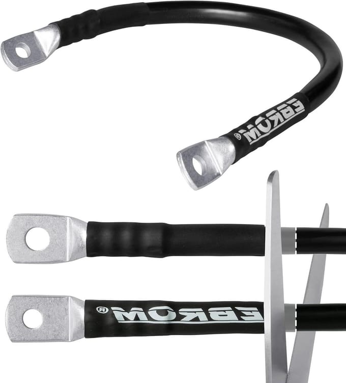 Accukabel Set - Stroomkabel Batterij - Voertuig Energie - Klaar Gemonteerd - 95 mm² M12 - Zwart
