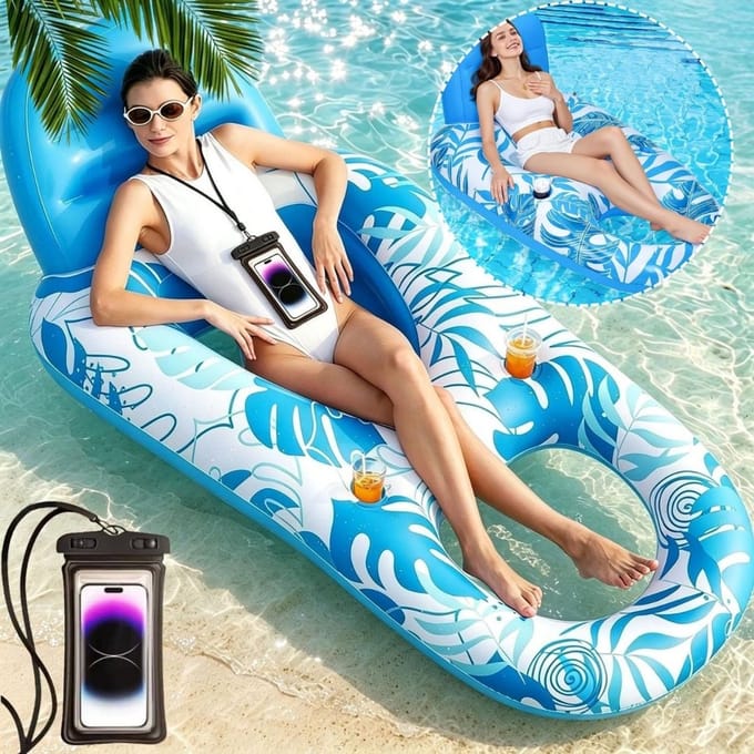 Tanning Pool Bed - Luchtbed Zwembad Opblaasbaar - Blauw