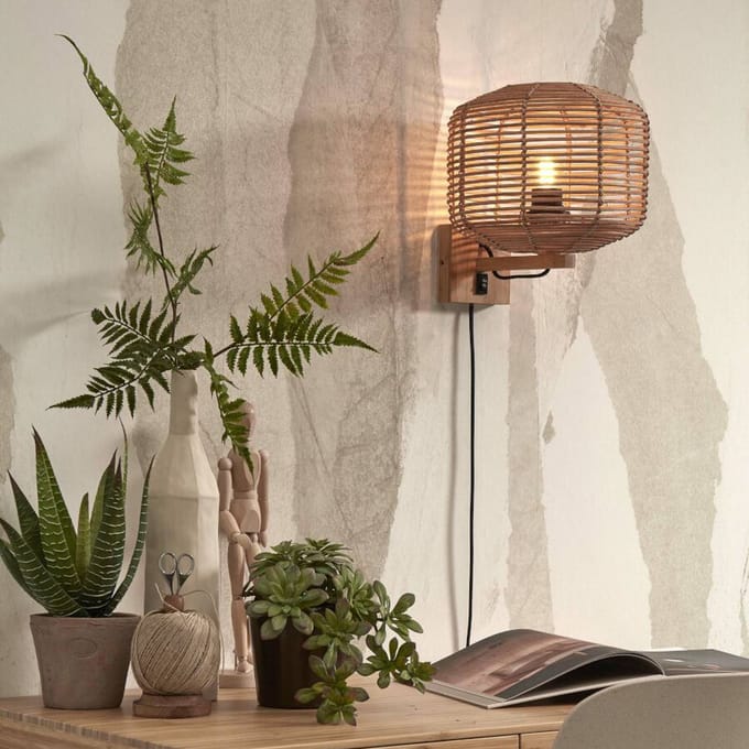 GOOD&MOJO Wandlamp Tanami - Rotan - Ø25cm - Binnen Modern