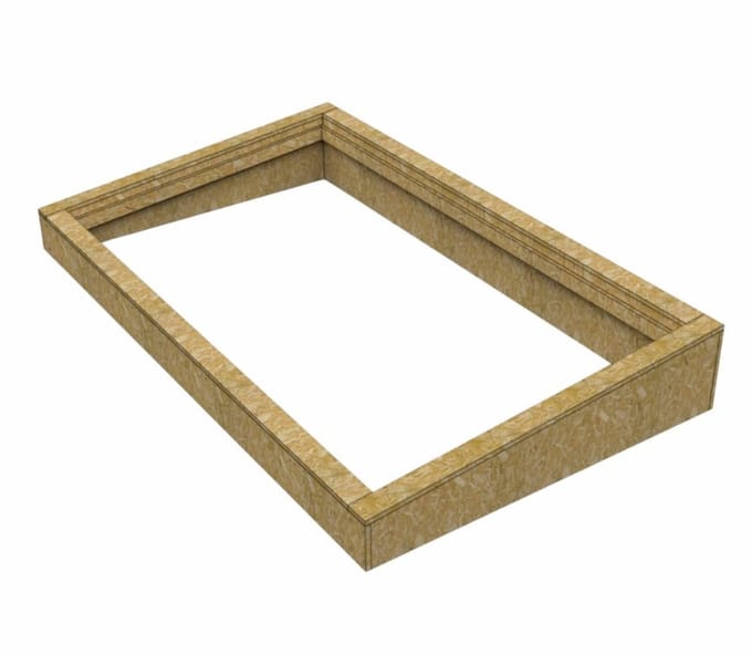 OSB geïsoleerde opstand voor platdakraam 60 x 250 cm