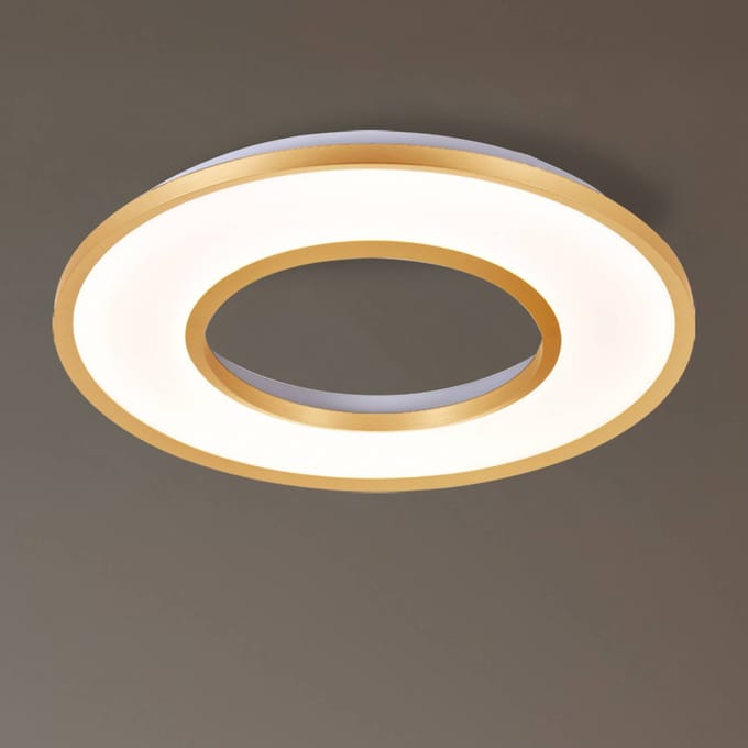 Viokef LED plafondlamp Valeria, geborsteld goudkleurig, Ø 60 cm, metaal