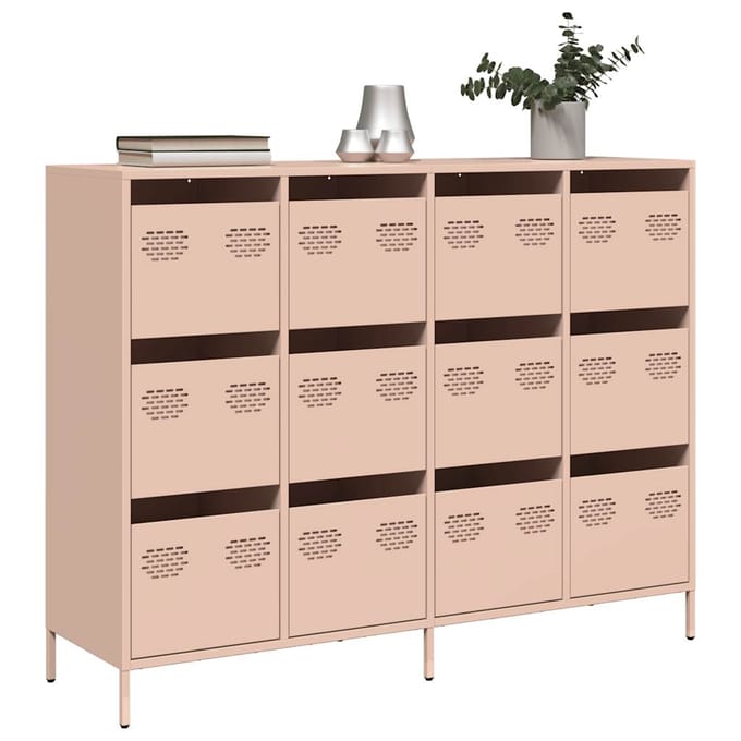 vidaXL - Dressoir - 135x39x103,5 - cm - koudgewalst - staal - roze