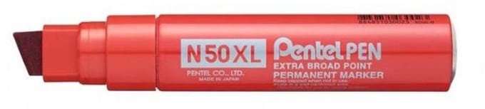Pentel N50XL permanente marker Beitelvormige punt Rood 6 stuk(s)
