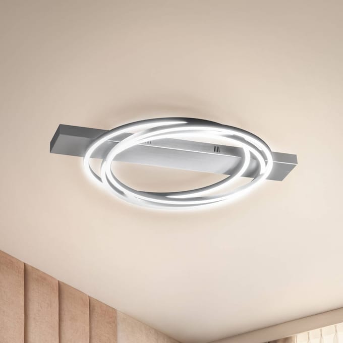 FISCHER & HONSEL LED plafondlamp Kiku, lengte 76 cm, aluminiumkleurig, metaal