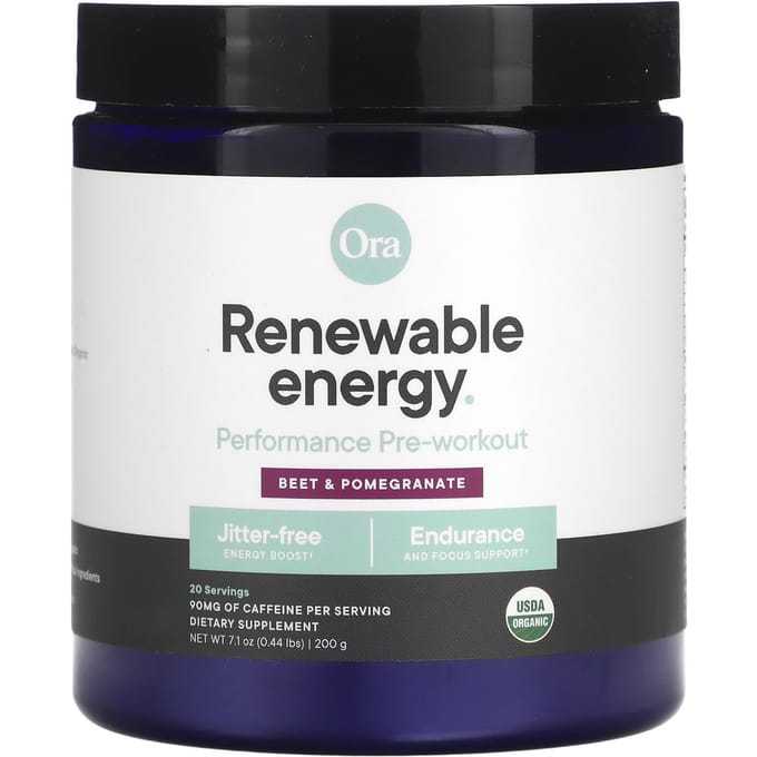 Ora, Hernieuwbare Energie, Pre-Workout Prestaties, Bieten & Granaatappel, 0,2 kg (200 gram)