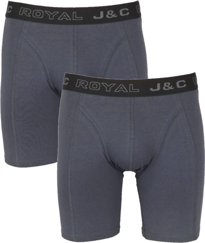 J&C Underwear heren boxershorts - lange pijp - maat M - 2-pack - antraciet