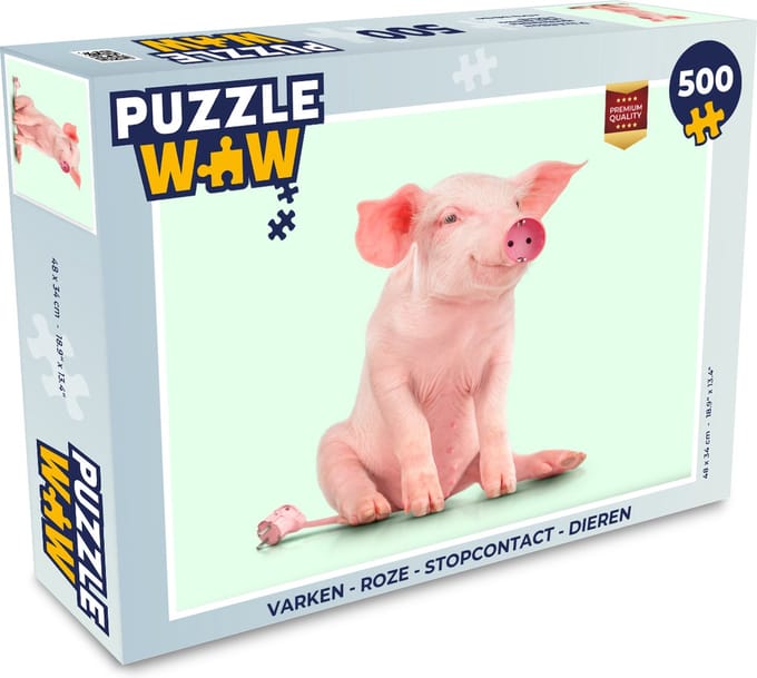 Puzzel Varken - Roze - Stopcontact - Dieren - Legpuzzel - Puzzel 500 stukjes