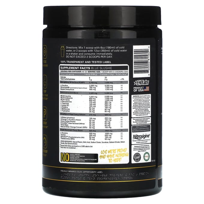 EHPlabs, Pride, King of PreWorkouts, Blue Slush, 355 ml (358 g)