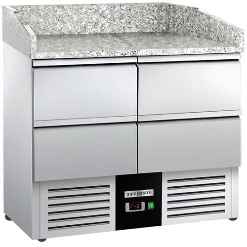 GGM Gastro Pizzakühltisch PREMIUM - 935x700mm - 4 Schubladen Zilver
