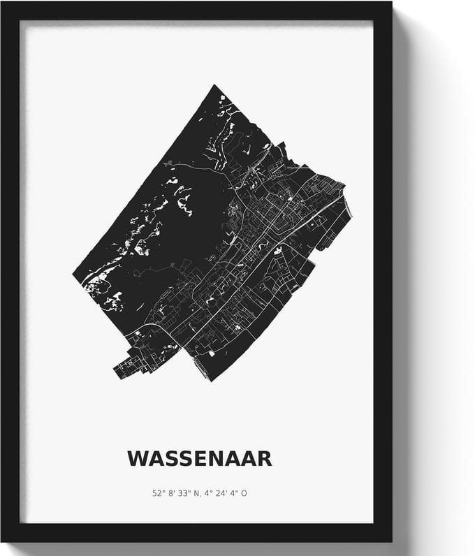 Poster Wassenaar A2 - 42 x 59,4 cm - Zwart/Wit (Exclusief Lijst)