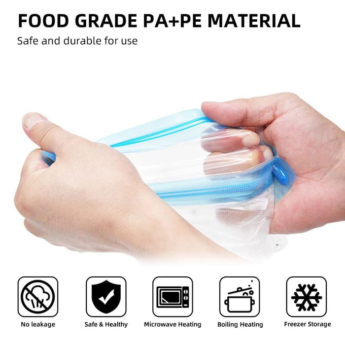 35PCS vacuüm voedselopslagzakken herbruikbare vacuümsealerzakken 3 maten met 1 handpomp 4 kookclips transparant