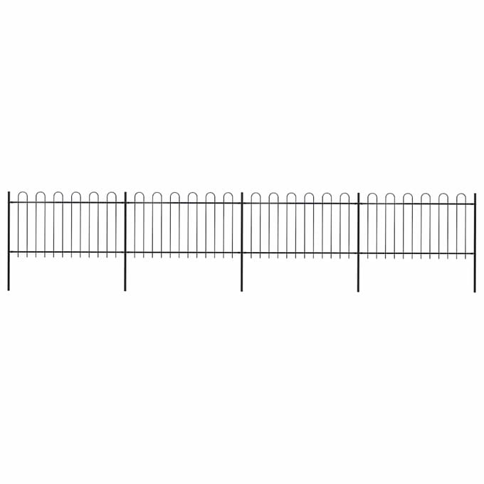 vidaXL - Tuinhek - met - ringtop - staal - 671x100 - cm - zwart