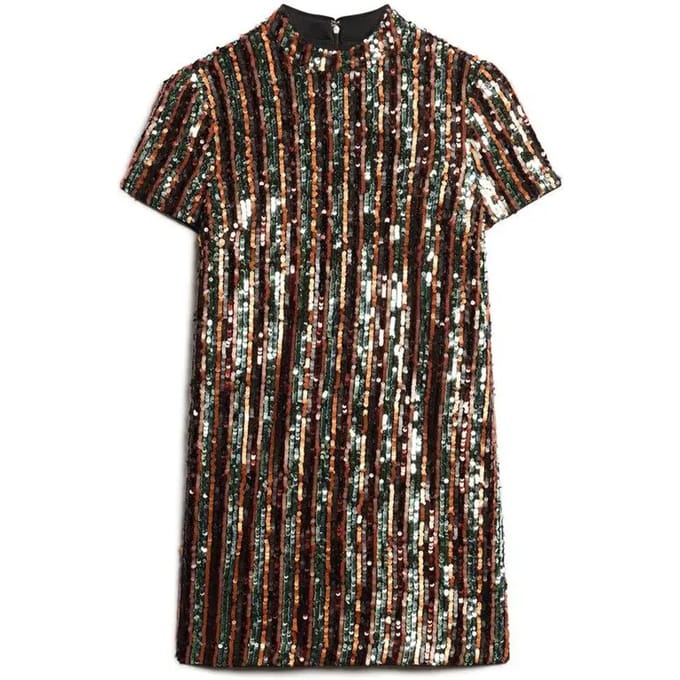 Superdry - Mini T-shirtjurk met pailletten - Dames - Jurken