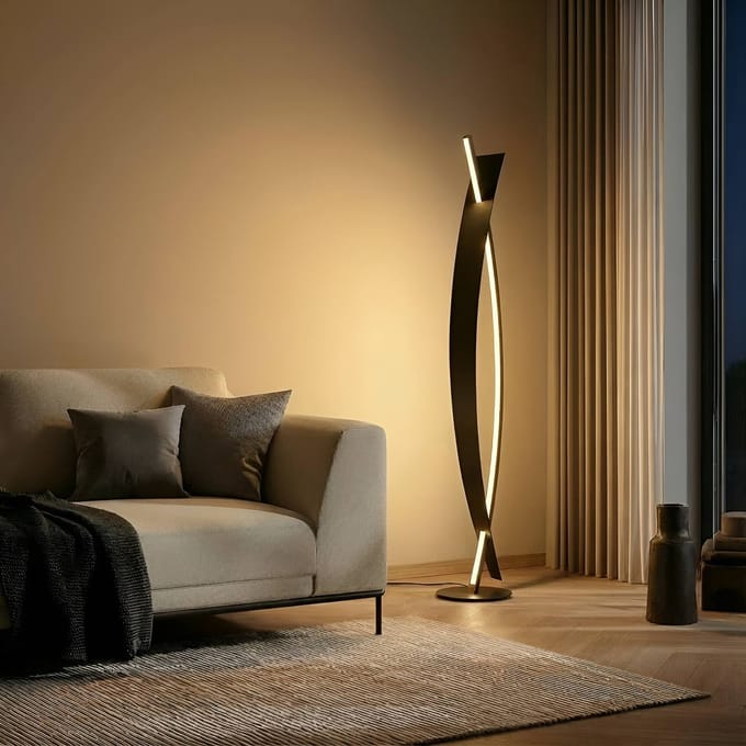 Lucande LED vloerlamp Marija, zwart, metaal, hoogte 140 cm