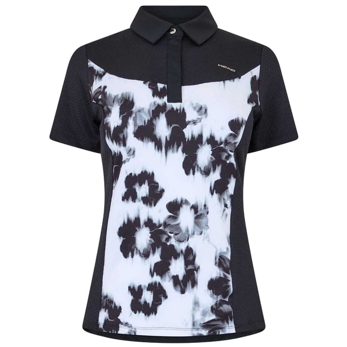 Head Dames Bloemen Performance Polo Shirt (Zwart/Wit)