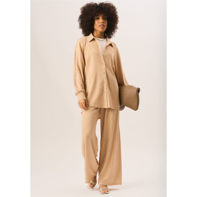 Getextureerd oversized overhemd met lange mouwen