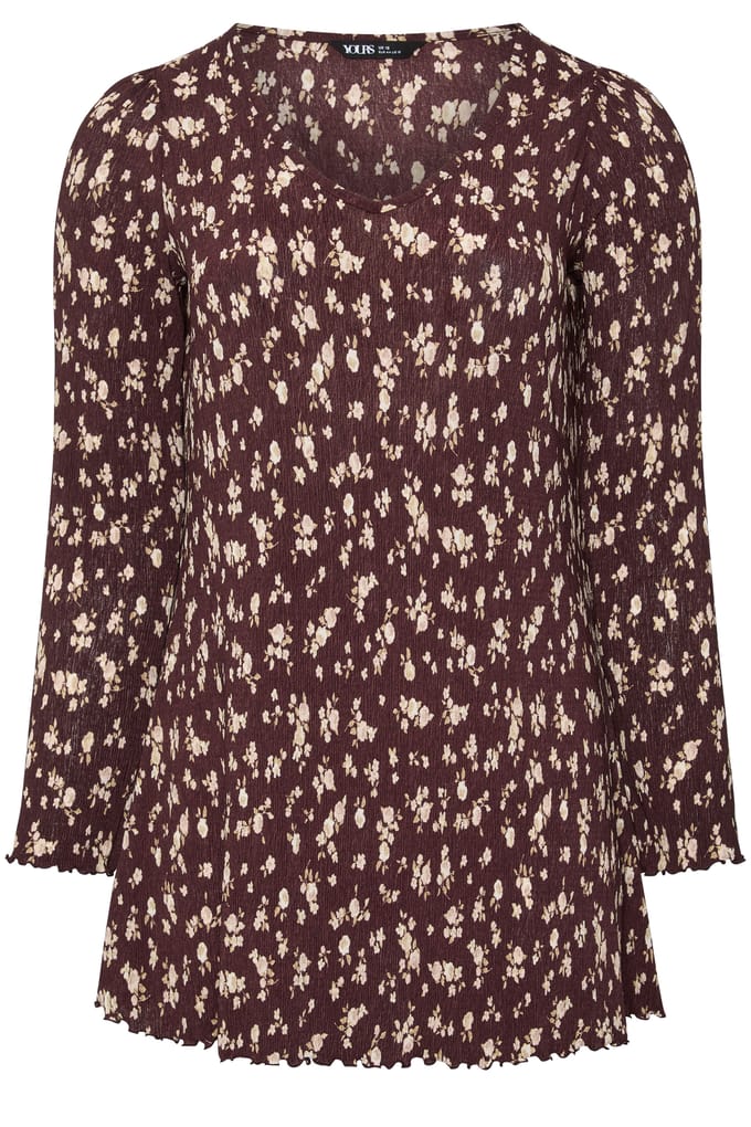 Yours Chocoladebruine Tuniektop Met Kleine Bloemenprint Size 42
