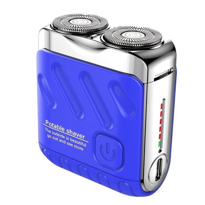 Mini rasoir électrique pour hommes, double tête, étanche, rechargeable, rotatif, de voyage, portable, pour cheveux et barbe noir