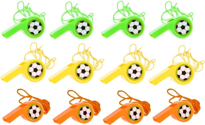 Voetbalfluitjes - 12 stuks - Uitdeelcadeautje
