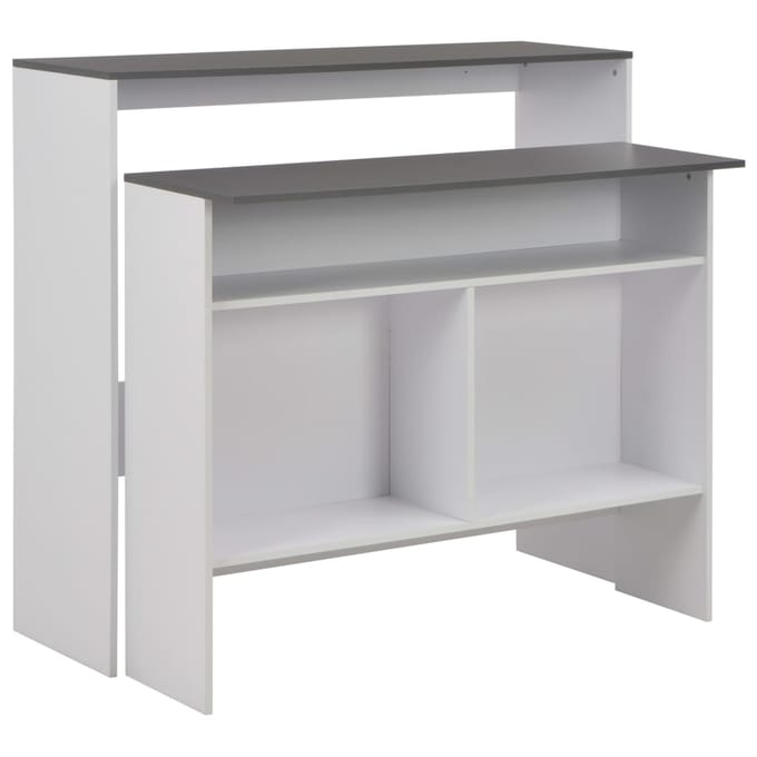 vidaXL - Bartafel - met - 2 - tafelbladen - 130x40x120 - cm - wit - en - grijs
