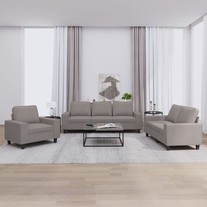 vidaXL - 3-delige - Loungeset - stof - taupe
