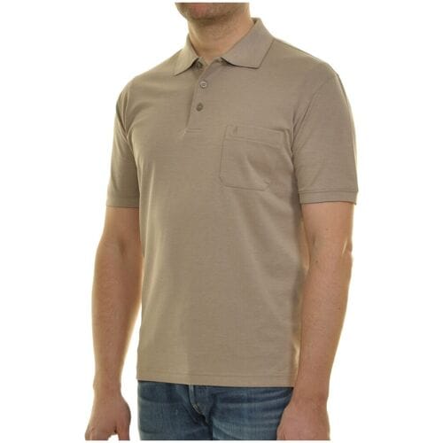 Ragman Softknit Poloshirt Breast Pocket Pima Cotton Mix Beige / male