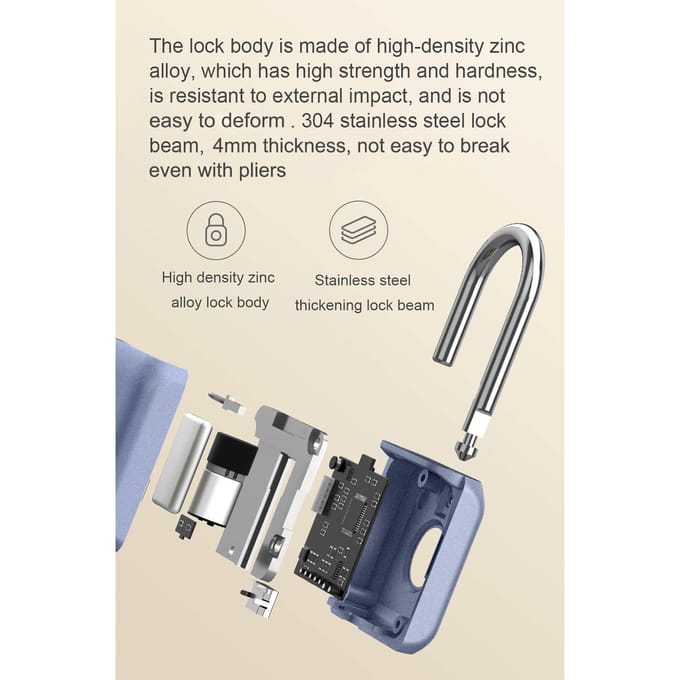 Mini vingerafdruk hangslot USB oplaadbaar vingerafdruk slot 20 vingerafdrukken IPX2 spatwaterdicht gray
