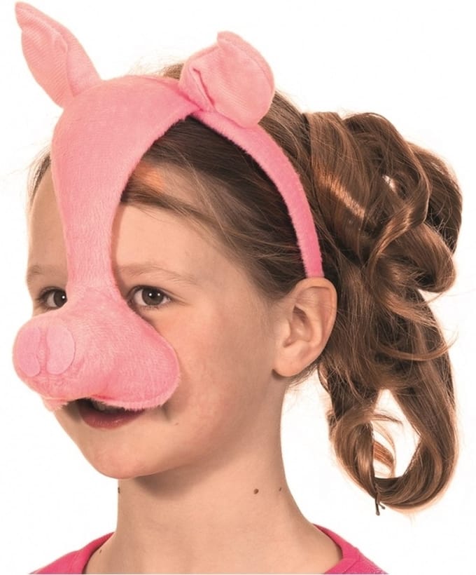 Dierenmasker varken met geluid op diadeem