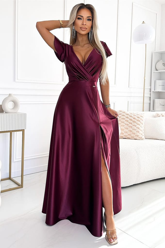 Glitter Glam Dress - Weinrot / M