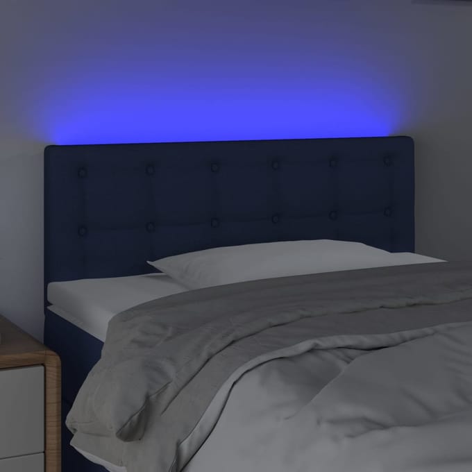 vidaXL - Hoofdbord - LED - 100x5x78/88 - cm - stof - blauw