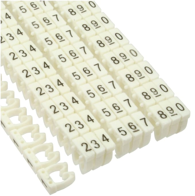 InLine markeerclips (0-9) voor kabels | 6mm | 100 stuks | wit