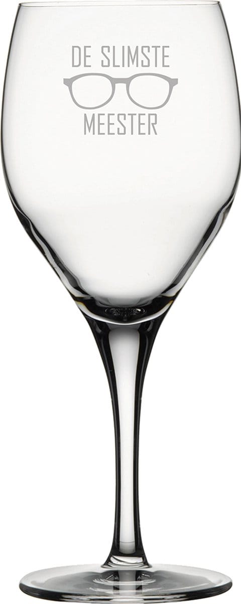 Gegraveerde witte wijnglas 34cl De slimste meester