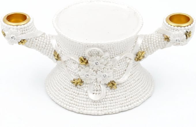 Kaarshouder - Wit Met Goud - 19.5x7.5cm