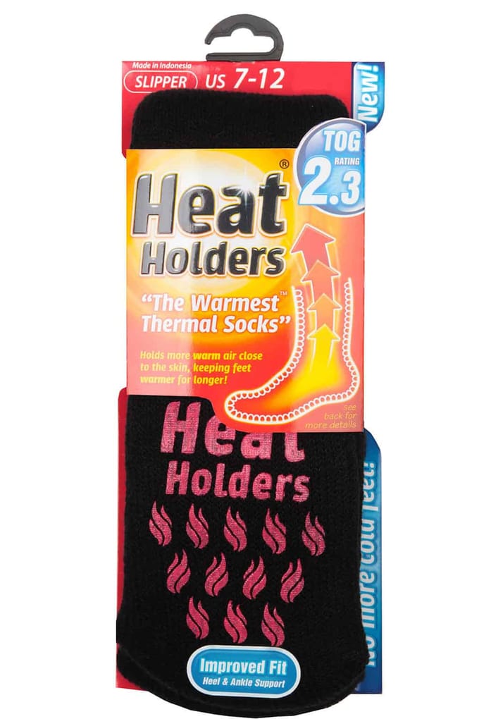 Heat Holders - Thermische pantoffelsokken voor heren - Zwart Rood