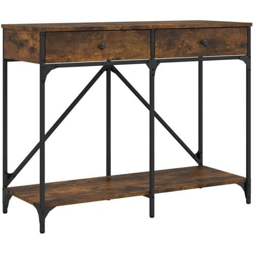vidaXL - Wandtafel - 100x39x78,5 - cm - bewerkt - hout - gerookt - eikenkleurig