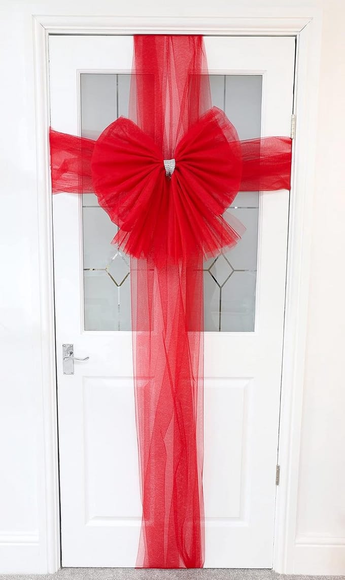 Decoratieve Deurstrik Roze met Diamanten - Bruiloft, Kerst, Feest & Huisdecoratie