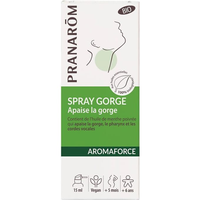 Pranarom - Verzachtende keelspray met etherische oliën - Bio - 15 ml