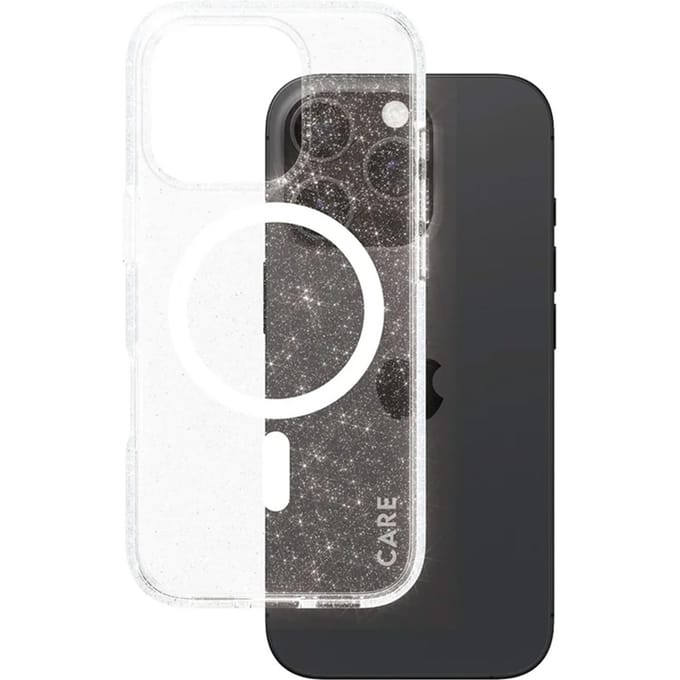 MagSafe hoes voor Apple iPhone 16 Pro, PanzerGlass, Care Urban Combat Star Lit, Transparant Wit
