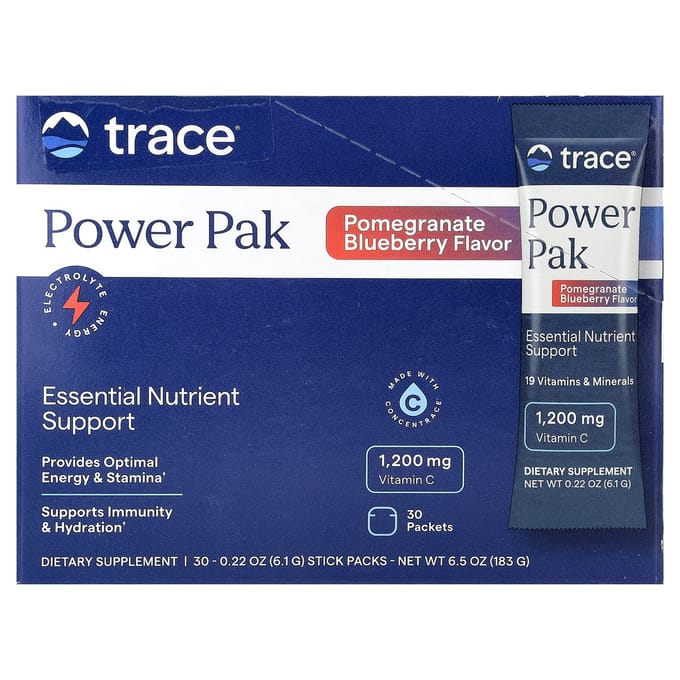 Trace Minerals Research, electrolyte stamina power pack, pomegranate blueberry 6,2 gram 32 packets