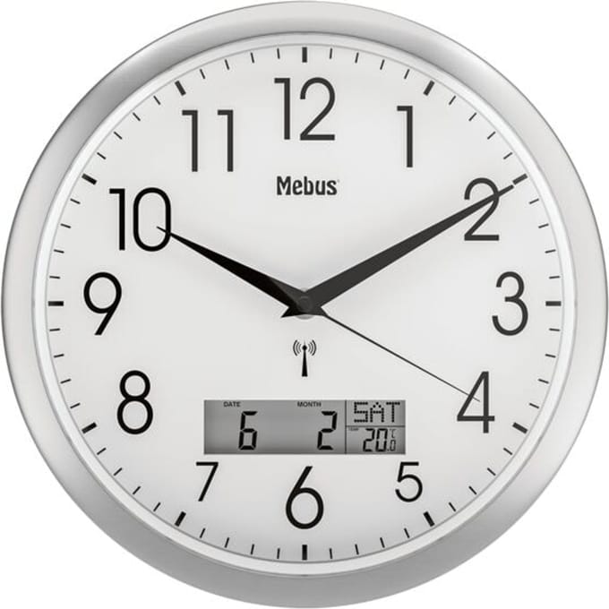 Radiogestuurde wandklok met datum- en temperatuurweergave 19422 Ø 30 cm