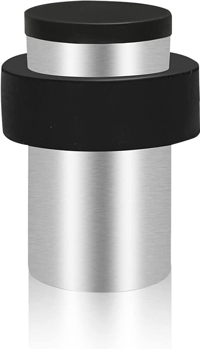 Moderne Deurstoppers van Roestvrij Staal - 6.5cm Cilindrische Deurstoppers met Rubber Bumper voor Plinten